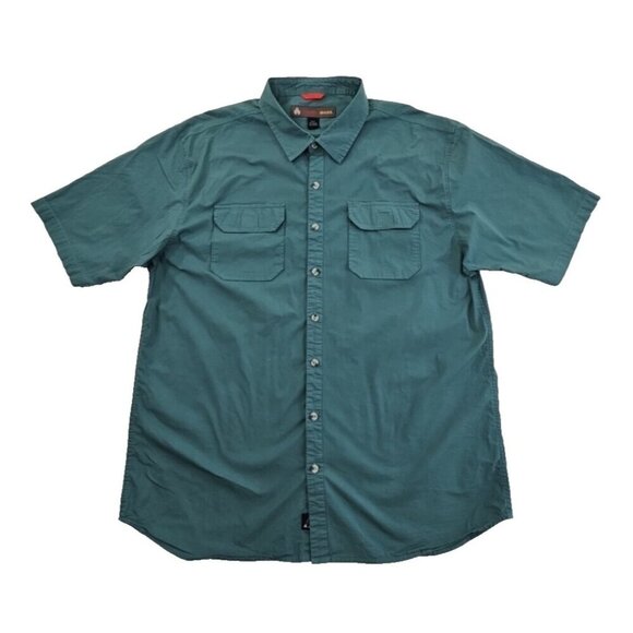 Americaware Shirt Men's 3XLT Green Short Sleeve Stretch Flap Pockets EUC LN - Picture 1 of 14